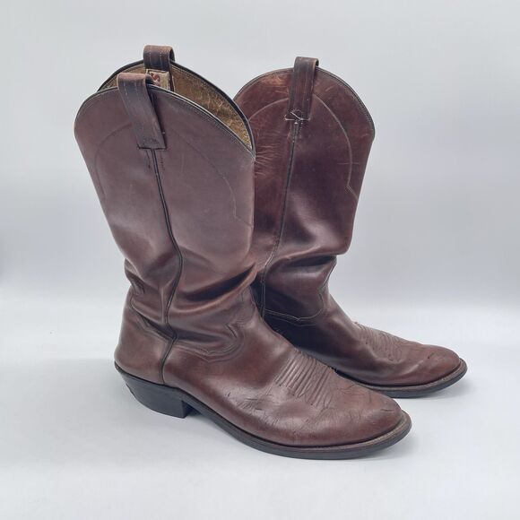 Vintage Sanders Western Cowboy Boots Men’s 10.5 D Brown Leather Mexico main image 4